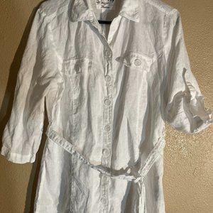 ANDREA 100% linen women's white tunic.  Size 42 EU